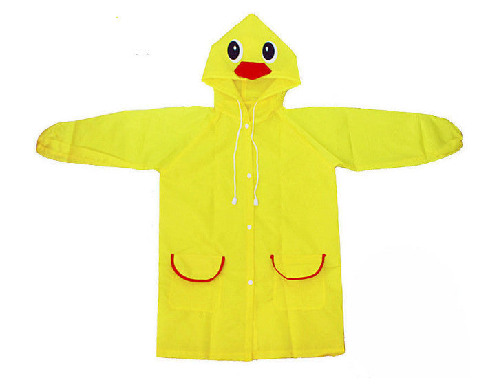 Yellow raincoat with duck design on a white background