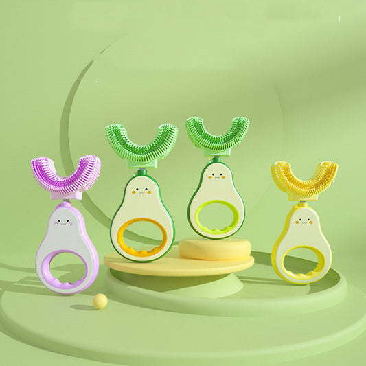 Set of avocado-themed Toothbrushes on a green background